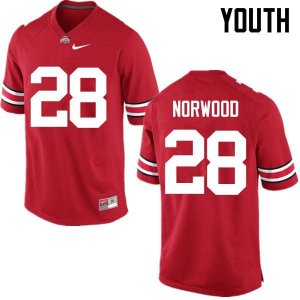 Youth Ohio State Buckeyes #28 Joshua Norwood Red Nike NCAA College Football Jersey Athletic KHS0044ZN